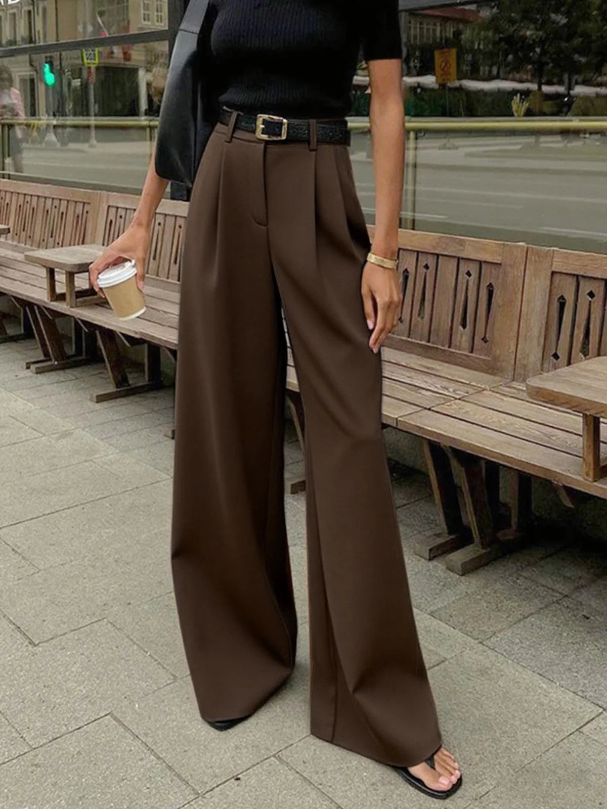 Solid Wide Leg Pants