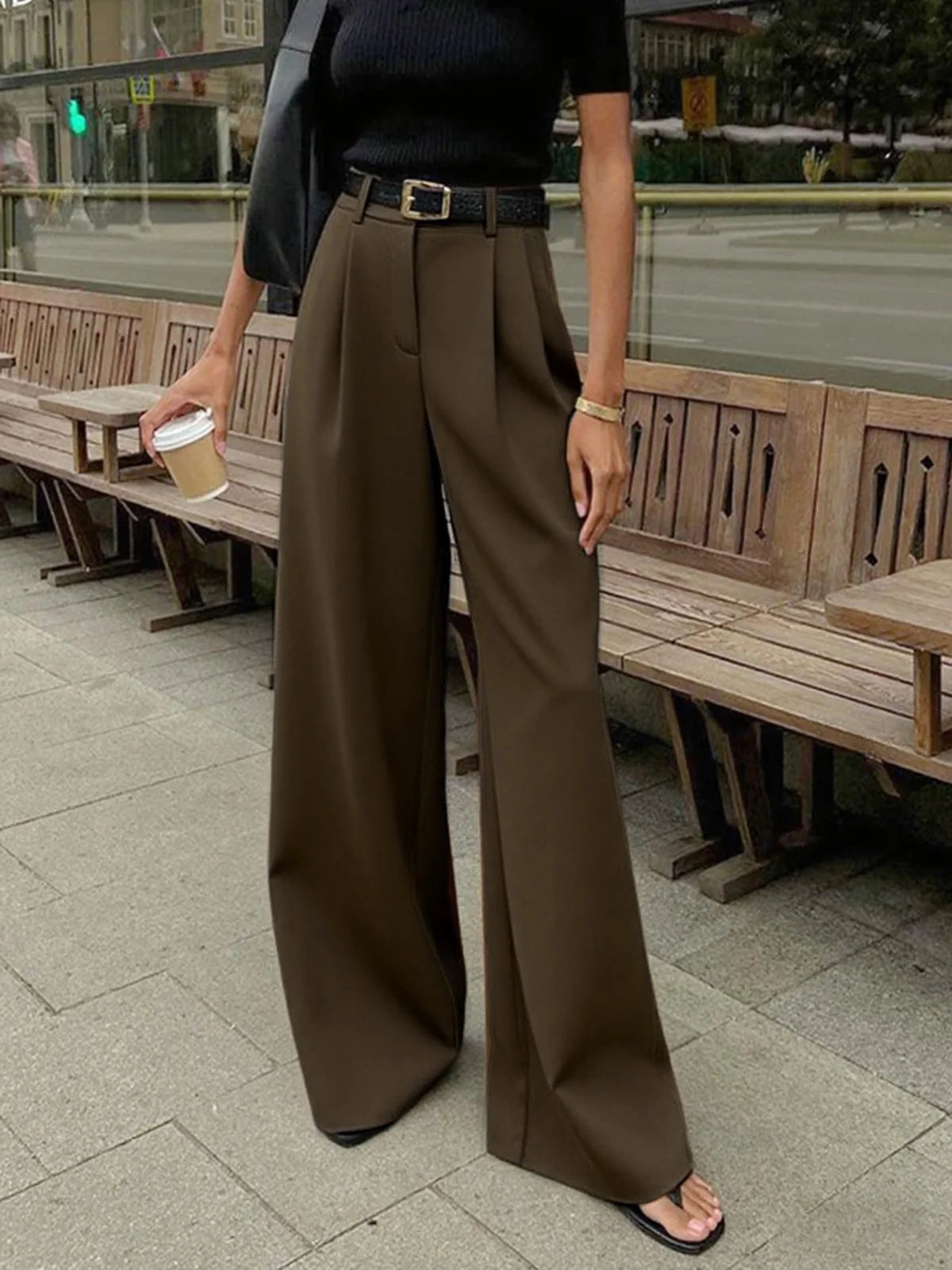 Solid Wide Leg Pants